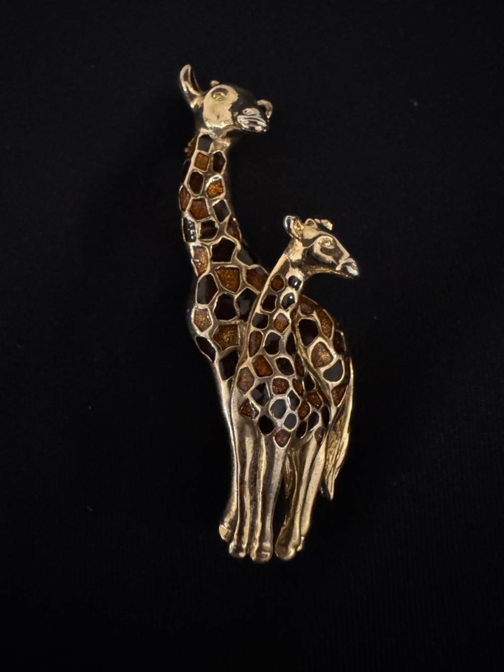 Vintage Enamel Giraffe Brooch - 2.5”